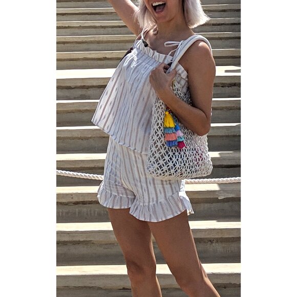 Babydoll Cami Tassle Top and Ruffle Two Piece Shorts Vacation Summer Set SM - Picture 10 of 10